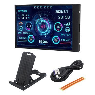Дисплей IPS 3.5" 320&times;480 USB Type-C, мониторинг CPU/GPU/RAM, AIDA64, со стойкой