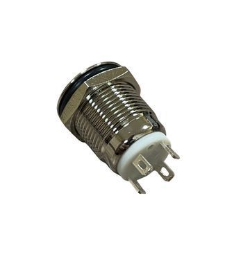 Кнопка питания DC 12-24V 4A 12mm, подсветка White Power, импульсная, IP65, под монтаж