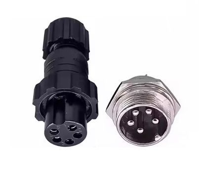 Соединитель силовой GX16 5pin 10А, комплект male+female, водостойкий IP65