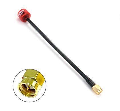 Антенна RHCP 5.8G Rush Cherry II 150mm 1.8Dbi, SMA-Male прямой, красная, для FPV дронов