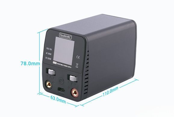 Блок питания ToolkitRC P200 V2 30V 10А 200W, лабораторный, с дисплеем и USB-C, регулируемый
