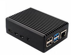 Корпус-радіатор алюмінієвий для одноплатного ПК Raspberry Pi 4 Model B, пасивне охолодження, чорний