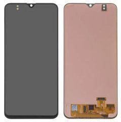 Дисплей Samsung A205 Galaxy A20 модуль в сборе с тачскрином, черный, оригинал (переклеенное стекло), Original PRC, без рамки