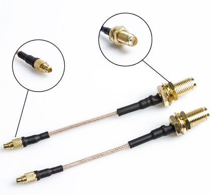 Переходник антенны видеопередатчика MMCX-M прямой на SMA Female, 50mm, RG316 50Ом