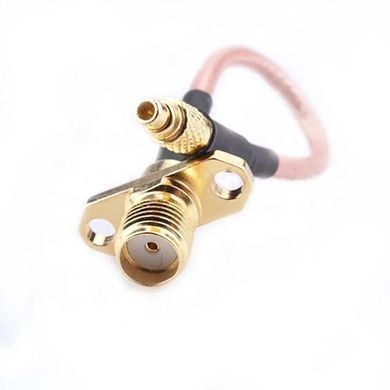Переходник антенны видеопередатчика MMCX-M прямой на SMA Female 50mm, с боковыми креплениями, RG316 50Ом