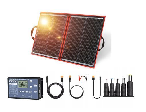 Солнечная панель DOKIO FFSP-100W с контроллером 12V, складная, монокристаллическая, для автономных систем
