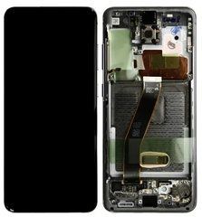 Дисплей Samsung G980 Galaxy S20 модуль в сборе с тачскрином, серый, с рамкой, Original (PRC), Original, с рамкой