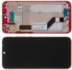 Дисплей Xiaomi Redmi Note 7 модуль в сборе с тачскрином, красный, с рамкой, High Copy, с рамкой