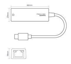 Мережевий адаптер USB Type-C to RJ45 Ethernet 100Mbps, мережева карта LAN для ноутбука, ПК, MacBook