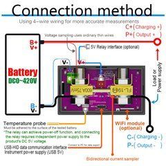 Тестер емкости аккумулятора ATORCH CW20 DC 0-420V 200A WiFi Tuya, цифровой кулонометр, ваттметр