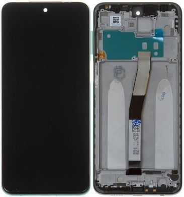 Дисплей Xiaomi Redmi Note 9 Pro, Note 9S модуль в зборі з тачскріном, чорний з зеленою рамкою, HC, High Copy, з рамкою