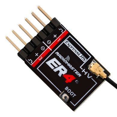 Приймач керування ELRS 2.4GHz Radiomaster ER4 PWM 4CH + антена в комплекті, для моделей автомобіля/човна/літака