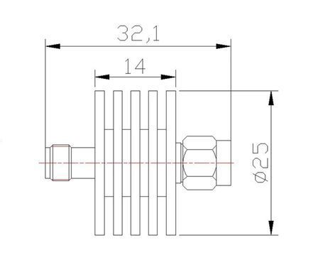 Атенюатор 5W, 6Db, спектр частот до 8Ghz, конектори SMA Male/Female