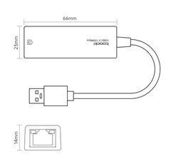 Мережевий адаптер USB-A 2.0 to RJ45 Ethernet 100Mbps, мережева карта LAN для ноутбука, ПК, MacBook