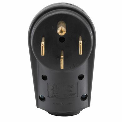 Вилка US NEMA 14-50P, 50A 125/250V, силова, кабельна з ручкою, самозбірна, для американської розетки