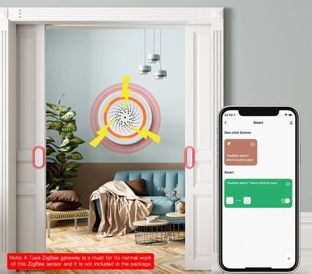 Сирена сигналізації MOES Zigbee Tuya, 90 дБ, світлова та звукова, для розумного дому, Smart Life