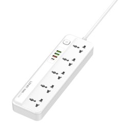 Мережевий фільтр (подовжувач) LDNIO SC5415, 5 розеток US/EU/UK, 2 USB+1 USB QC3.0+TypeC PD20W