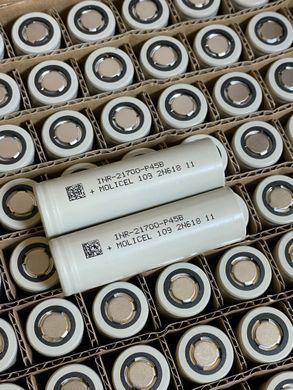 Аккумулятор 21700 высокотоковый под пайку, Molicel P45B 4500mAh, 45A, Li-Ion