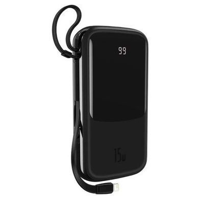Повербанк Baseus Q pow Digital Display 20000mAh, 15W, з кабелем Lightning-C 3A, зовнішній акумулятор, батарея, УМБ, power bank