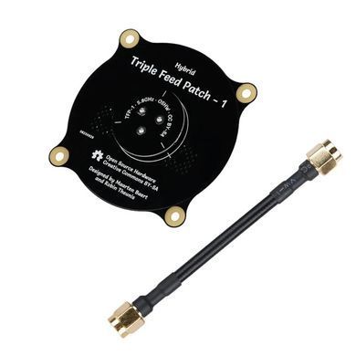 Патч-антена спрямована 5.8G Hybrid Triple Feed Patch 9.4Dbi, RP-SMA-Male + пігтейл, для FPV дронів