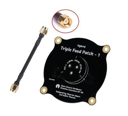 Патч-антена спрямована 5.8G Hybrid Triple Feed Patch 9.4Dbi, RP-SMA-Male + пігтейл, для FPV дронів