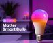 Лампа умная MOES Matter Tuya WiFi E27, 9W, RGB+CCT, дымирование, 16 млн цветов, Google Home, Alexa