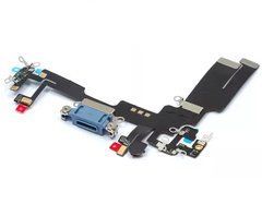 Шлейф коннектора зарядки с микрофоном для iPhone 14, синий, High Copy