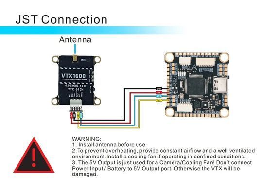 Відеопередавач VTX 4.9&ndash;5.8GHz 1.6W 64CH DakeFPV, для FPV дронів та БПЛА