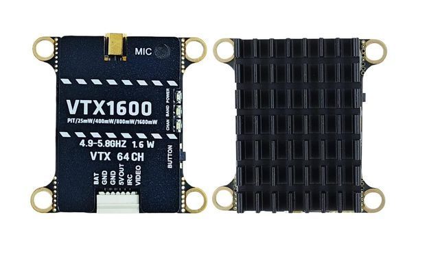 Відеопередавач VTX 4.9&ndash;5.8GHz 1.6W 64CH DakeFPV, для FPV дронів та БПЛА