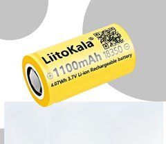 Акумулятор 18350 LiitoKala INR18350 1100mAh, 3.7V, 4.07Wh Li-Ion, для ліхтарів, рацій, тепловізорів