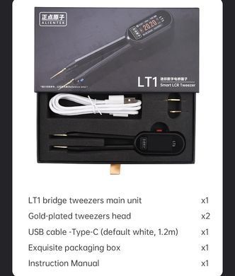 Пинцет-тестер ALIENTEK LT1 Mini Smart, цифровой LCR/ESR/ERP тестер сопротивления, емкости, индуктивности