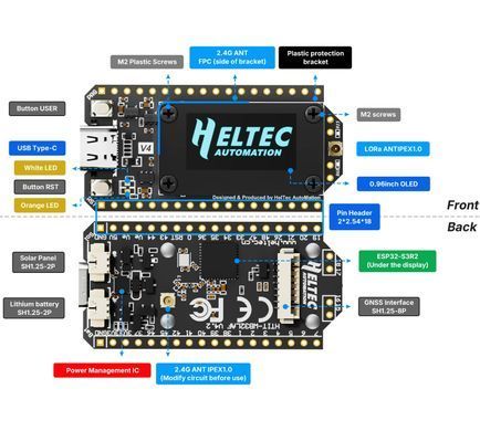 Плата разработки Heltec Wifi ESP32, LoRa32, 863-928MHz SX1262 (V4) с OLED-дисплеем и GPS, для IoT-устройств