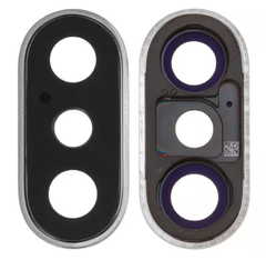Скло камери з рамкою для смартфону Iphone XS, білий, High Copy
