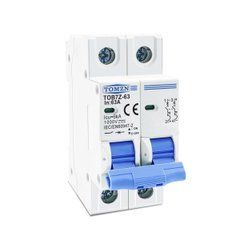 Автоматичний вимикач DC TOMZN 50A, 1000V, 2-полюсний, MCB для сонячних панелей, гібридних інверторів