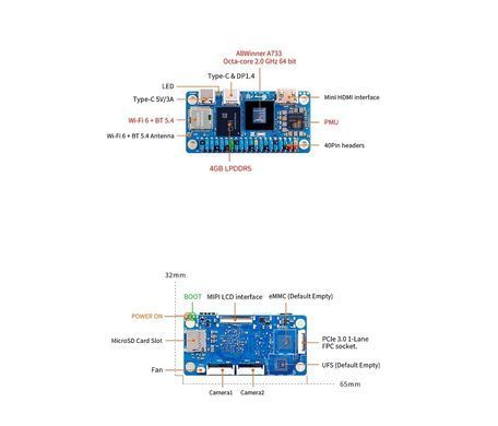Одноплатний ПК Orange Pi Zero 3W 4GB RAM + радіатор з вентилятором, WiFi Bluetooth HDMI для IoT, DIY