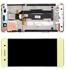 Дисплей Sony Xperia XA F3112 модуль в зборі з тачскріном, золотисто-лаймовий, з рамкою, Original PRC, з рамкою