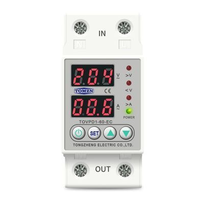 Реле защиты от перенапряжения и перегрузки TOMZN, 230V, 100A, на DIN-рейку
