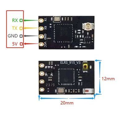 Приймач керування ELRS 915MHz Aocoda-RC ExpressLRS Nano + Т-антена, для FPV дронів
