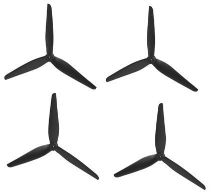 Пропелери для дронів 10x4.5x3 AMM, 2 пари (2хCW+2хCCW) 10", 3 лопаті, 20g, полікарбонат, чорні