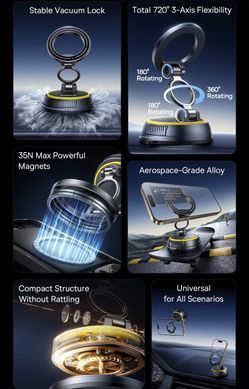Тримач автомобільний Baseus Magnetic Mount, магнітний, вакуумний, 360&deg;, для iPhone/Android
