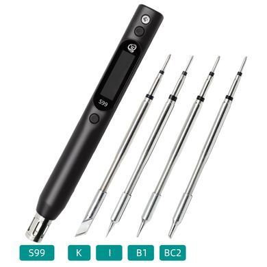 Паяльник SEQURE S99 Kit, сумісний з жалами C245, OLED, підтримка PD/QC/DC/PPS, для зварювання дронів + адаптер 65W