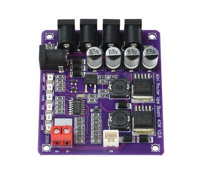 Модуль безперебійного живлення UPS 40W, DC+USB виходи 5V/9V/12V, зарядка акумулятора, для роутера