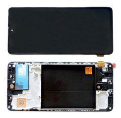 Дисплей Samsung A515 Galaxy A51 модуль в сборе с тачскрином, черный, с рамкой (узкий ободок), OLED, High Copy, с рамкой