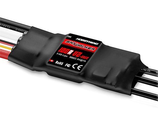 Регулятор мотору ESC 100A Hobbywing Skywalker V2 3-6S, для крила, мультикоптера, низький рівень шуму, вбудовані захисти