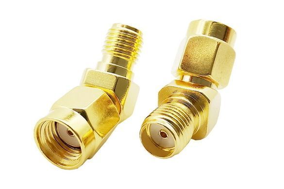 Перехідник RP-SMA-Male to SMA-Female кутовий 45&deg;, для антен FPV