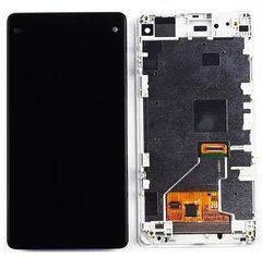 Дисплей Sony Xperia Z1 Mini Compact D5503 модуль в сборе с тачскрином, белый, с рамкой, HC, High Copy, с рамкой