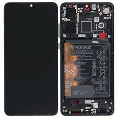 Дисплей Huawei P30 модуль в зборі з тачскріном, чорний, з рамкою, Service Original, з акумулятором, Original, з рамкою