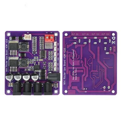 Модуль безперебійного живлення UPS 40W, DC-виходи 5V/9V/12V, 4 канали, зарядка акумулятора, для роут