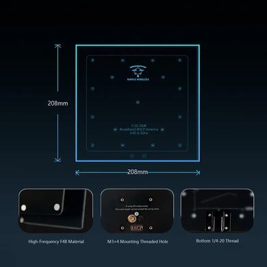 Антена 6.5G RHCP Broadband Maple Wireless 20Dbi, SMA-Female, патч спрямована, для FPV дронів