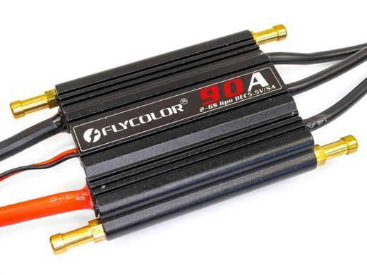 Регулятор швидкості безколекторний ESC 90A Flycolor, 2-6S LiPo, BEC 5.5V/5A з реверсом, для RC човнів та катерів